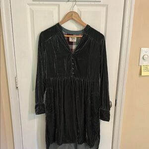 HOLDING HORSES Plaid and Velvet Dress